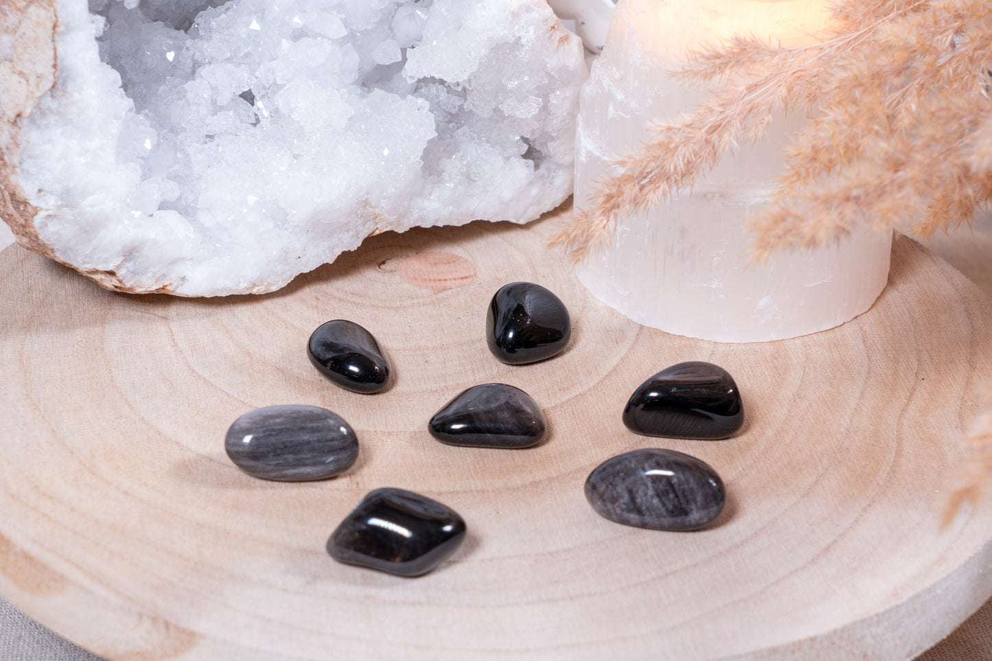 Silberschein Obsidian Trommelsteine