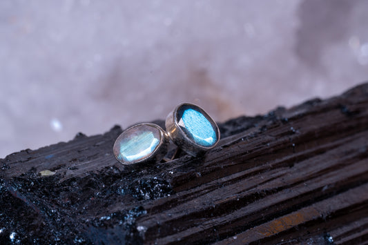 Facettierte Edelstein Ohrsteck 925 Silber