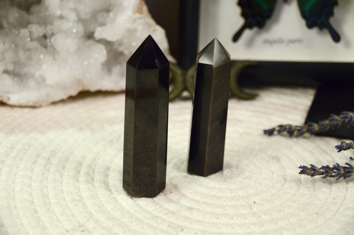 Silberobsidian Obelisken
