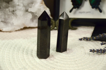 Silberobsidian Obelisken