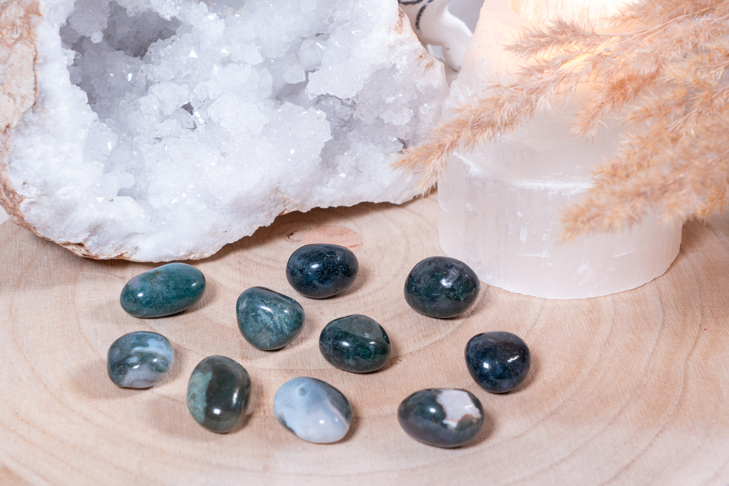 Moosachat Trommelsteine