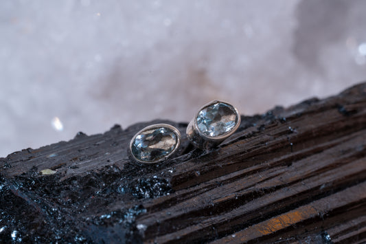 Facettierte Edelstein Ohrsteck 925 Silber