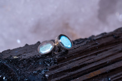 Facettierte Edelstein Ohrsteck 925 Silber