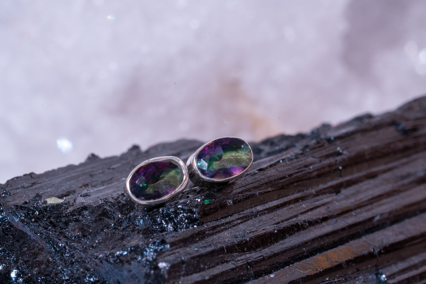 Facettierte Edelstein Ohrsteck 925 Silber