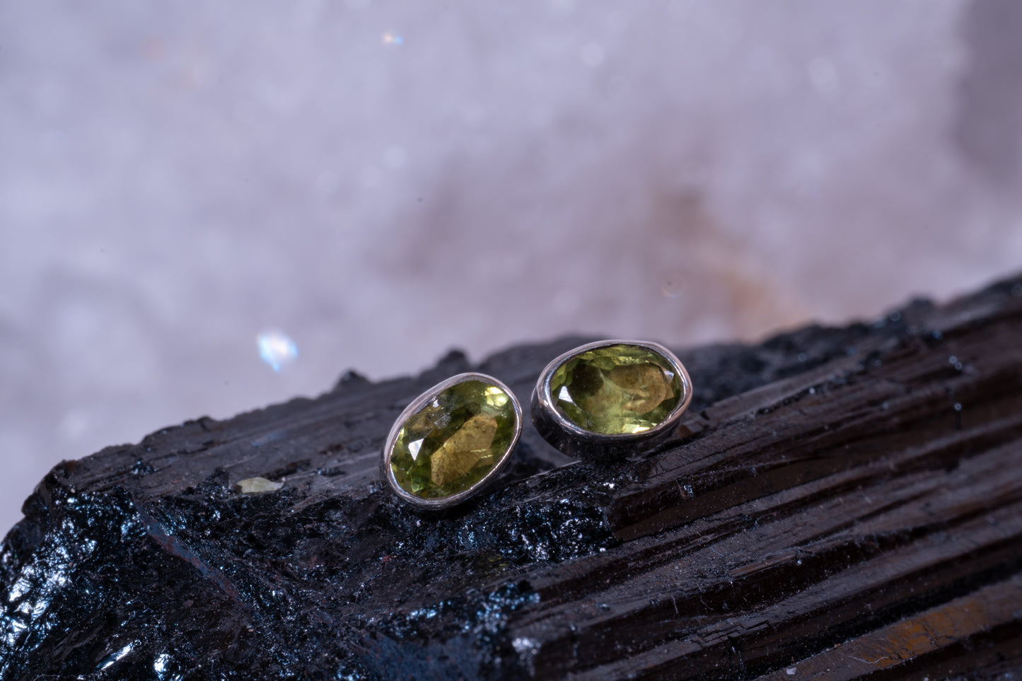 Facettierte Edelstein Ohrsteck 925 Silber