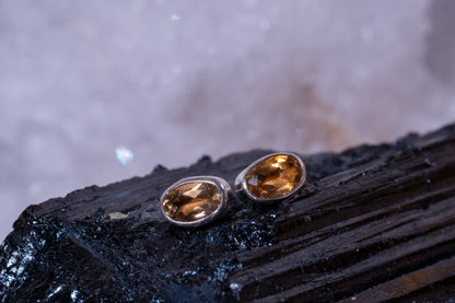 Facettierte Edelstein Ohrsteck 925 Silber