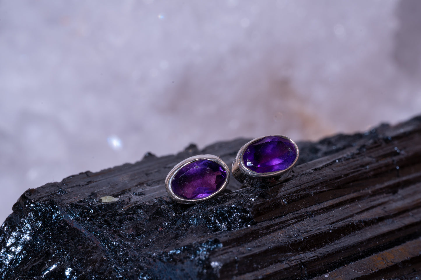 Facettierte Edelstein Ohrsteck 925 Silber